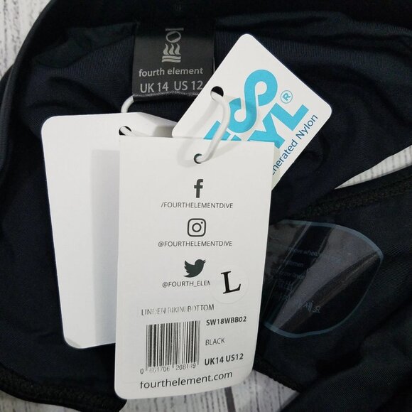 Fourth Element Linden Bikini Bottom Womens Size 12 - Black UPF 50+ - Picture 4 of 4